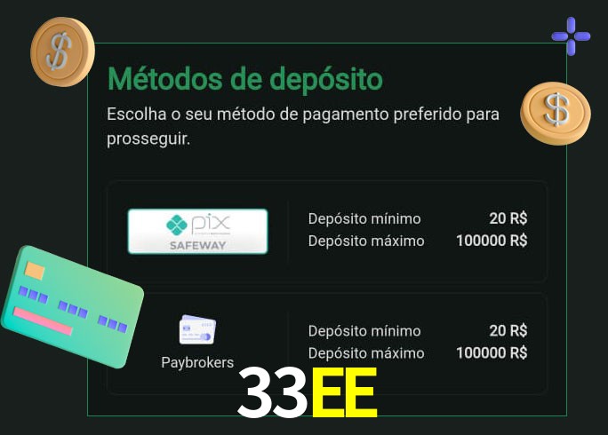 O cassino 33EEbet oferece uma grande variedade de métodos de pagamento